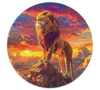 LionPuzzle en Bois 1000 Pièces pour Adultes Rond bêteDécorations Familiales À Défi Créatif Stimulant1000pcs (67.5x67.5cm)