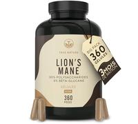 Lions Mane - 2.000 mg de Crinière de Lion - 360 Gélules pour 3 mois - Hericium Erinaceus - Polysaccharides, Bêta-Glucane - Vegan - Sans: Additifs, Gluten & Lactose - TRUE NATURE