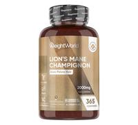 Lions Mane Champignon 2000mg 365 Micro-Comprimés Vegan (1 An), avec Poivre Noir Fournit 50% de Polyphénols, Extrait d'Hericium Erinaceus 25:1 Champignon Crinière de Lion sans Stearate de Magnésium