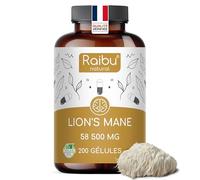 Lions Mane Champignon - 58 500 mg Extrait d’Hericium erinaceus 30:1 - Pour le Cerveau & le Bien-Être - Crinière de Lion avec Poivre Noir & Vitamine C - 30% en Polysaccharides, Sans Additifs