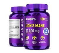 Lion's Mane - Gélules de crinière de lion 10 000 mg - Extrait de champignon Hericium Erinaceus 10:1 - Naturel et sans OGM (180 capsules)