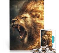 Lions Noirs et Or Puzzle 1000 pièces pour Adolescents Jeu éducatif Défi Jouet Décoration Murale, Cadeaux Uniques pour Anniversaire et Noël 38x26cm