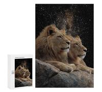 Lions Under The Stars Puzzle 1000 Pièces Educa Jouet en Bois Cadeau Unique Décoration Intérieure Jeu Éducatif Challenge Toy Adultes Et Enfants À Partir De 14 Ans 300 PCS