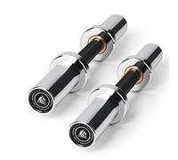 LIONSCOOL Paire d'haltères olympiques rechargeables de qualité commerciale de 40,6 cm/50,8 cm pour musculation, compatibles avec les disques standard de 5 cm (chrome argenté, 40,6 cm)