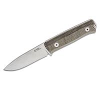 Lionsteel Couteau à lame fixe en acier Sleipner, finition stone washed, manche en CANVAS VERT, étui