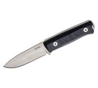 Lionsteel Couteau à lame fixe en acier Sleipner, finition stone washed, manche en G10 NOIR, étui en