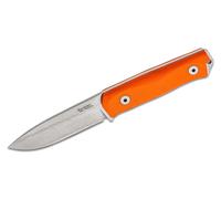 Lionsteel Couteau à lame fixe en acier Sleipner, finition stone washed, manche en G10 ORANGE, étui e