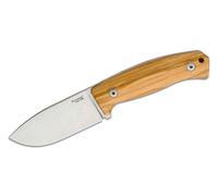 Lionsteel Couteau à lame fixe M390 lame satinée, manche en bois d'olivier, étui en cuir M2M UL