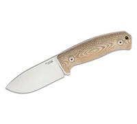 Lionsteel Couteau à lame fixe M390 lame satinée, Manche en CANVAS Naturel, étui en cuir M2M CVN