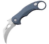 LionSteel L.E.One Couteau pliant moyen LAME EN M390 STONE WASHED, manche en aluminium ICE BLU