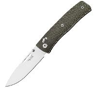 LionSteel NINI Couteau pliant M390 lame satinée, manche complet en toile VERTE NN1 CVG