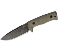 Lionsteel SOLID lame fixe manche en CANVAS VERT avec étui en cuir Niolox NOIR T5B CVG