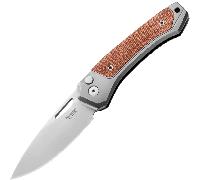 LionSteel Twain CPM MagnaCut Satin, Titane Gris / Poignées en Micarta Canvas Naturel TW GY CVN