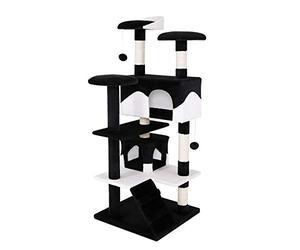 lionto Arbre à Chat Arbre à Grimper griffoir pour Chat Hauteur 130 cm, Noir/Blanc