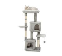 lionto Griffoir Arbre d'escalade pour Chat Arbre à Chat avec balles de Jeu et sisal Hauteur 115 cm, Gris Clair