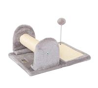 lionto Petit Arbre à Chat Arbre d'escalade Arbre pour Faire Ses Griffes Panier Peluche Gris Claire