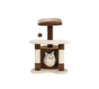 lionto Arbre à Chat avec Niche, Plateforme et sisal, 65 cm, Brun/Beige | Arbre compact avec niche, plateforme, balle en peluche et poteaux en sisal pour grimper, jouer et faire ses griffes