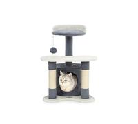 lionto Arbre à Chat avec Niche, Plateforme et sisal, 65 cm, Gris/Blanc | Arbre compact avec niche, plateforme, balle en peluche et poteaux en sisal pour grimper, jouer et faire ses griffes