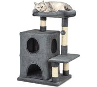 Arbre à Chat - lionto - Hauteur 80 cm - Gris Foncé - Peluche Douce - Sisal