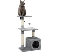 lionto Arbre à chat hauteur 85 cm, avec support mural, gris clair