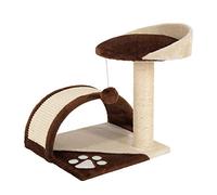 lionto Arbre à Chat Petit avec Balle en Peluche & Arche à griffer, Hauteur 43 cm, Couchage Doux & Stable, Corde en sisal pour Griffes, pour Chats Petits & Grands, Confortable & Compact, Marron/Beige