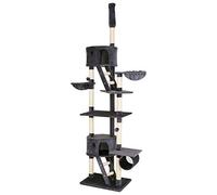 lionto XXL Arbre à Chat Arbre à Grimper griffoir pour Chat réglable en Hauteur 230-250 cm, Gris Foncé