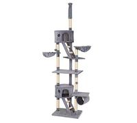 lionto XXL Arbre à Chat Arbre à Grimper griffoir pour Chat réglable en Hauteur 230-250 cm, Gris Claire