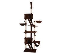 lionto Arbre à Chat XXL réglable au Plafond, 230-250 cm, Marron | Grand arbre à chat avec hamacs, niches, échelles, balles, tunnel et nombreux éléments en sisal pour jouer et griffer