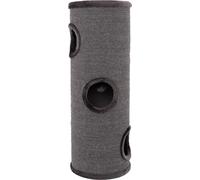 lionto Tonneau griffoir en sisal avec Balle de Jeu et Bord en Peluche, Hauteur 100 cm, Arbre à Chat Stable pour Petits et Grands Chats, Entretien des Griffes et l'occupation, Ø 36 cm, Gris