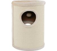 lionto Tonneau griffoir en sisal avec Balle de Jeu et Bord en Peluche, Hauteur 50 cm, Arbre à Chat Stable pour Petits et Grands Chats, Entretien des Griffes et l'occupation, Ø 36 cm, Beige