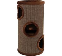 lionto Tonneau griffoir en sisal avec Balle de Jeu et Bord en Peluche, Hauteur 70 cm, Arbre à Chat Stable pour Petits et Grands Chats, Entretien des Griffes et l'occupation, Ø 36 cm, Marron