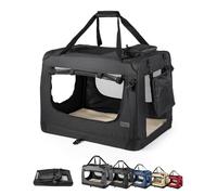 lionto Caisse de Transport Pliable pour Chien & Chat, 50x34x36 cm, Tissu Oxford Robuste + poignées & Couverture, pour Animaux Jusqu’à 10 kg, Caisse pour Petits & Grands, Noir