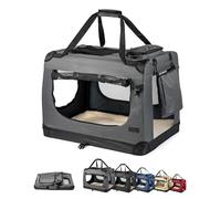 lionto Caisse de Transport Pliable pour Chien Voiture Box Sacoche, (L) 70x52x50 cm Gris