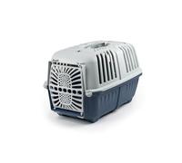 lionto Caisse de Transport pour Chien en Plastique recyclé Robuste, 48x31,5x33 cm, avec système de Fermeture Pratique et poignée, également adaptée aux Chats et Petits Animaux Jusqu’à 15 kg, Bleu