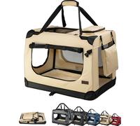 lionto Caisse de transport pour chiens en textile, 60x42x44 cm, beige