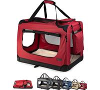 lionto Caisse de transport pour chiens en textile, 60x42x44 cm, rouge foncé
