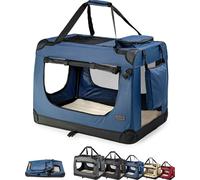 lionto Caisse de transport pour chiens en textile, 82x58x58 cm, bleu foncé