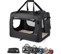 lionto Caisse de transport pour chiens en textile, 82x58x58 cm, noir