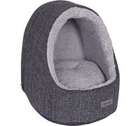 lionto Grotte pour Chats avec Coussin réversible Douillet, lit pour Animaux Lavable Bien rembourré pour Chats et Petits Chiens, 40x35x38 cm, Maison Confortable avec Picots antidérapants, Gris foncé