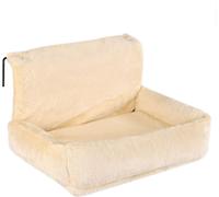 lionto Chaise longue chauffante pour chats avec housse en peluche, beige