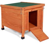 lionto Clapier en Bois avec Deux entrées, 43x43x52 cm, Toit Rabattable en Bitume Hydrofuge et Pieds en Plastique, clapier pour intérieur et extérieur, résistant à l’Hiver