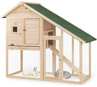 lionto Clapier Bois pour Lapins Petit enclos Animaux Clapier d’extérieur 140x65x119 cm