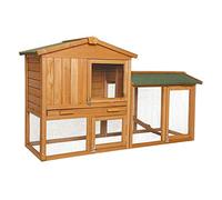 lionto Clapier en Bois à Deux étages avec Rampe, 147x52x85 cm, Toit en Bitume Hydrofuge et Grillage métallique, clapier d’extérieur hivernisé avec 3 entrées et tiroir Amovible