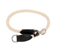 lionto Collier pour Chien en Nylon résistant pour l'entraînement, 30 cm de Long 0,8 cm d'épaisseur, Collier à Stop pour Chien, Simili Cuir avec Anneau métallique et réglage par Curseur continu, Beige