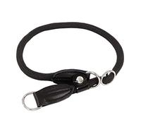 lionto Collier pour Chien en Nylon résistant pour l'entraînement, 30 cm de Long 0,8 cm d'épaisseur, Collier à Stop pour Chien, Simili Cuir avec Anneau métallique et réglage par Curseur continu, Noir