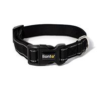 lionto Collier pour Chien rembourré en Nylon réfléchissant imperméable réglable, Taille L, Noir