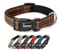 lionto Collier pour Chien en Nylon résistant, Taille M, Collier Doux et rembourré, réfléchissant à 360°, avec Fermeture à Clip, Anneau métallique et réglage continu, Marron