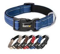lionto Collier pour Chien en Nylon résistant, Taille S, Collier Doux et rembourré, réfléchissant à 360°, avec Fermeture à Clip, Anneau métallique et réglage continu, Bleu