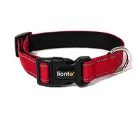 lionto Collier pour Chien en Nylon résistant, Taille XL, Collier Doux et rembourré, réfléchissant à 360°, avec Fermeture à Clip, Anneau métallique et réglage continu, Rouge