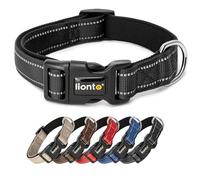 lionto Collier pour Chien en Nylon résistant, Taille XS, Collier Doux et rembourré, réfléchissant à 360°, avec Fermeture à Clip, Anneau métallique et réglage continu, Noir